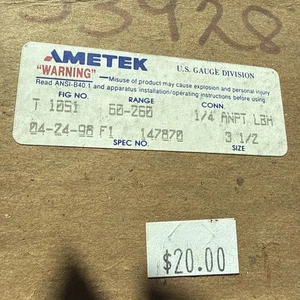 Ametek T1051 Thermometer Gauge 60-260, 1/2” ANPT LBN Size 3 1/2” - Picture 1 of 5