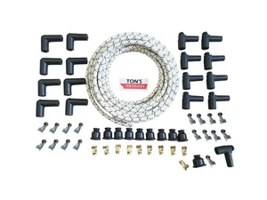 8mm Vintage Cloth Covered Spark Plug Wire Kit ELECTRONIC IGNITION SYSTEMS WHITE - Picture 1 of 16