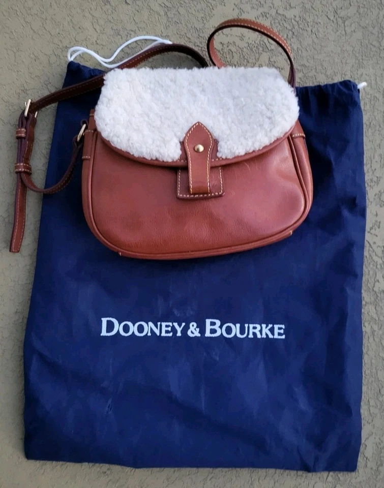 SAMPLE BAG!   Dooney Bourke Florentine Leather Shearling Crossbody w/ Dust Cover - Image 1 of 4