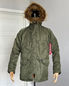ALPHA INDUSTRIES N-3B Slim Fit Hooded Parka Herren Jacke Gr.M Grün Military - Bild 1 von 24