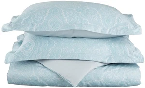 600 Thread Count Cotton Blend Paisley Lightweight Breathable Duvet Cover Set - Picture 1 of 9