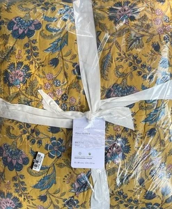 Trapunta floreale Pottery Barn Bette gialla completa/queen size reversibile splendida nuova - Foto 1 di 7