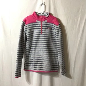 Pullover Vineyard Vines GIrls 1/4 Cremallera Rayas con Acentos Rosa Grande 14 - Imagen 1 de 9