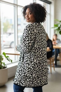 Vince Camuto 1X Langarm Gepardenmuster vorne offen Cardigan Pullover - Bild 1 von 4