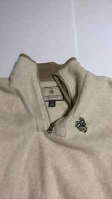 Men's XS Beige Fleece 1/4 Zip Pullover Deer Logo Foto 1 de 4