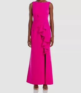 Eliza J Women's Pink Sleeveless Cascading-Ruffle Gown Dress Size 10 - Picture 1 of 3