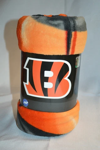 Cincinnati BENGALS Super SOFT Plush THROW Blanket 46" x 60" BLACK NFL FOOTBALL Cover