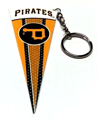 PITTSBURGH PIRATES KEYCHAIN PENNANT 4" LONG FELT LICENSED MLB BASEBALL CHARM - Image 1 of 2