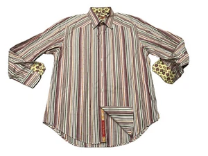 Camicia Robert Graham colorata a righe verticali manica lunga con bottoni grande pulita - Foto 1 di 8