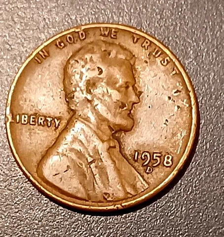 1958-D Lincoln Wheat Cent/Penny US Old Rim Error "L" and "D" Cover