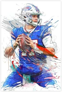 NEU Josh Allen Leinwand Poster Fußball Wandkunst Dekor Druck Bild 12x8 Zoll - Bild 1 von 3