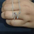 2Ct Round Real Moissanite Women Initial Letter "N" Pendant 14k White Gold Plated