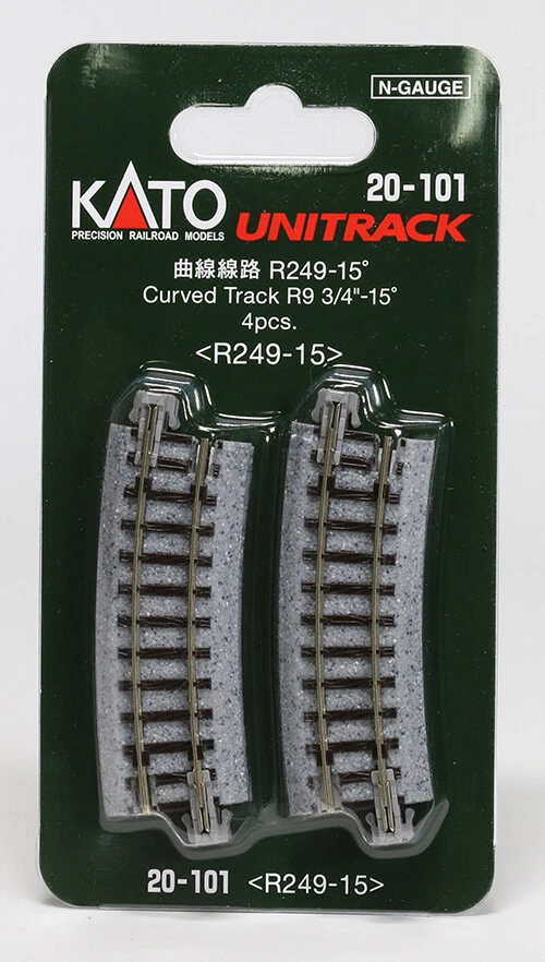 KATO N Scale Model Railway Track 20-101 R249-15deg Curved Track 4 pcs - Image 1 of 1