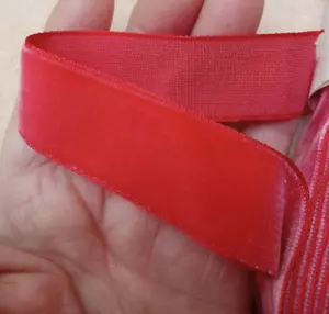 RIBBON VELVET FAILE BACK 10 Yds.Vtg. FRENCH 1 "~ PINK-RED HYMAN HENDLER SON - Picture 1 of 6