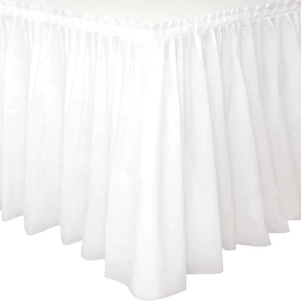 White Plastic Table Skirt 4.26m Tableskirt Wedding Birthday Party Supplies - image 1 of 1