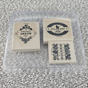 Stampin Up Set of 3 Wood Mount Stamp Set - Punches Three - Picture 1 of 3