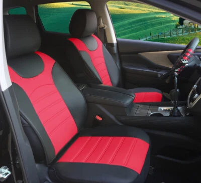 Black/Red Leatherette Seat Cushion Covers Compatible for Scion Vehicles - Image 1 of 4