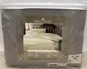 ROYAL VELVET 400 FADENZAHL 100% BAUMWOLLE King Bettwäsche Set Faltenschutz Aschgrau - Bild 1 von 4