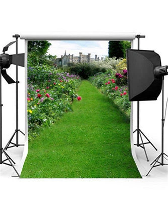 Flor de hierba jardín castillo telón de fondo boda niño foto baby shower decoración 5x7 pies Foto 1 de 4