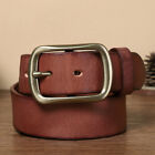 Men Retro Heavy Duty Mens 38Mm Leather Belt With Single Prong Soild Brass Buckle