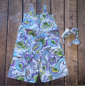 Toddler Girl 12-18 Month Janie and Jack Multicolor Floral Jumpsuit & Headband - Picture 1 of 3