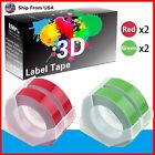 4-Pack (2Red+2Green) Label Tape 3D Work For Dymo Embossing (1880) Makers