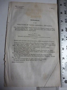 Government Report 1835 David Caldweld Late Clerk East Dist Pennsylvania. #3498 - Picture 1 of 2