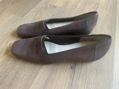 Mocasines sin cordones Sesto Meucci de cuero marrón gamuza 1 pulgada suela de goma tacón 8 Foto 1 de 4