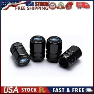 4PCS Metal Car Tire Valve Caps Valve Stem Cover Compatible with Subaru Black S-4 - Picture 1 of 13