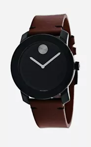 Brand New Movado Bold Men's Burgundy Leather Strap Black Dial Watch 3600602 - Picture 1 of 3