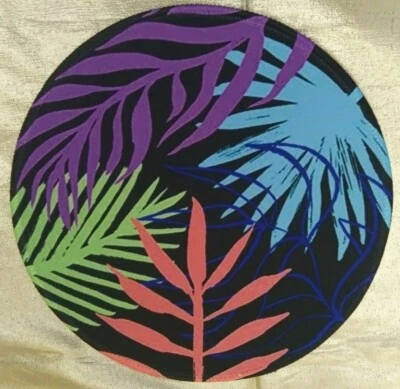 HEVITDA Mouse Pad Cute Leaf Patten Round Non-Slip Rubber Base purple blue green  - Image 1 of 2