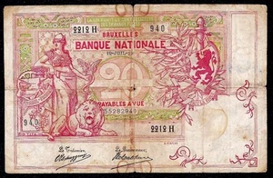 Bélgica 20 Francos 1915 P- 67 - Imagen 1 de 2