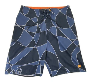 QuikSilver Men's Cargo Board Shorts - Surf Swim Shorts - Blue / Orange - Size 30 - Picture 1 of 10