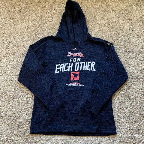 Atlanta Braves Hoodie Men Small Blue Long Sleeve 100% Polyester For Each Other Cover