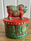 Shudehill Pig Ornament Lidded Trinket Pot Box   Year Of The Pig   Red Green