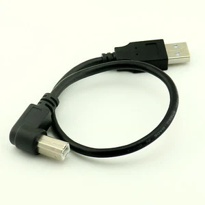 USB 2.0 Type A Male to B Male Right Angled Scanner Printer Cable Cord 1ft Black - Picture 1 of 6