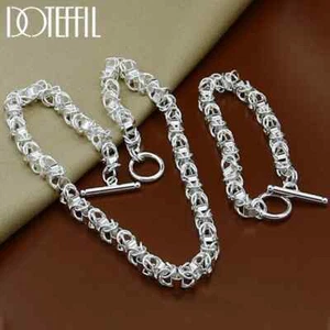 DOTEFFIL 925 Sterling Silver Classic Chain Necklace Bracelet Women Party Jewelry - Picture 1 of 6