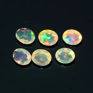 Natural Ethiopian Opal 10x8mm Oval Shape Faceted Cut Loose Gemstone 5 Pcs - Foto 1 di 7