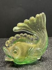 Murano Art Glass Gold Flake Fish Green aventurine MCM Cute Archimede Seguso