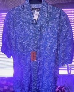stetson mens western shirt short sleeves cowboy shirt size XL - Picture 1 of 3