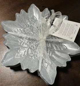 AKCAM Snowflake Glass 6” Plate Set SILVER Appetizer  Christmas Decor NEW!!! X4 - Picture 1 of 6