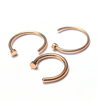 Anillo aro nariz oro rosa acero quirúrgico piercing fosa nasal joyería 16g 18g 20g 22g Foto 1 de 4