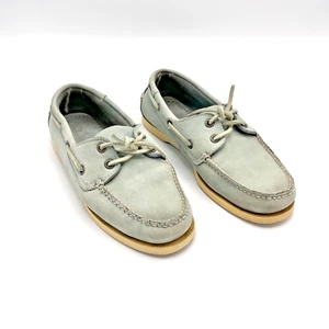 LL Bean Vintage Blue Suede Boat Shoes 8.5 Woman's - Picture 1 of 11