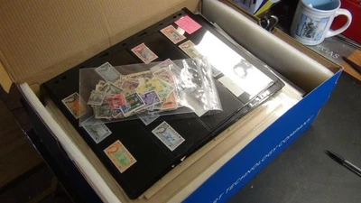 Stampsweis British Colonies stamp collection in shoe box est many 1000s stamps  - Image 1 of 4