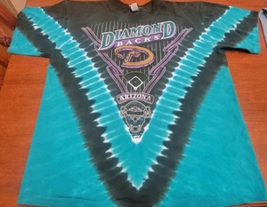 Vintage Liquid Blue Men's XL Arizona Diamondbacks Teal Black Tie Dye T-Shirt - Picture 1 of 12