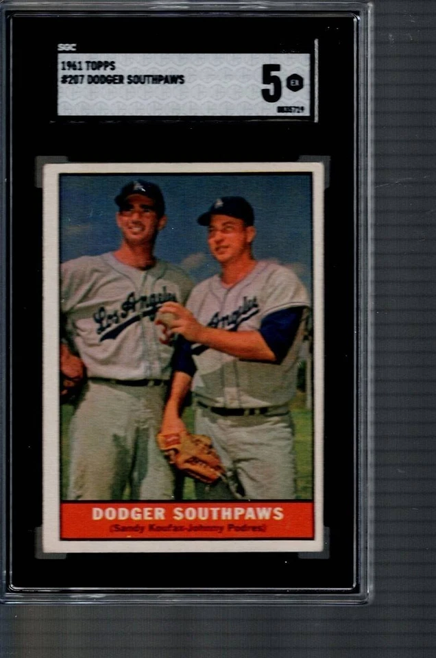 # 207 Southpaws Sandy Koufax Johnny Podres 1961 Topps SGC 5 Dodgers Foto 1 de 1