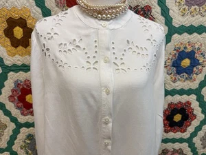 Ann Taylor eyelet lace linen shirt dress med - Picture 1 of 6