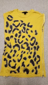 Camicia Marc by Marc Jacobs donna XS S gialla stampa leopardata cerniera tunica top maglietta - Foto 1 di 13