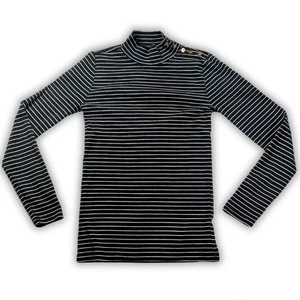 J.CREW Mockneck Streifen Langarmshirt Damen XS schwarz/weiß 100% Baumwolle - Bild 1 von 6