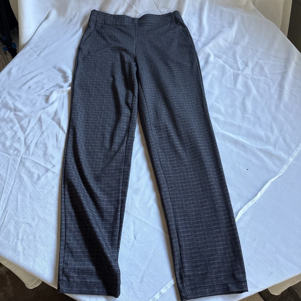 Max Studio Pants Womens S Black Gray Plaid Pull On Stretchy Slim Career Casual - Image 1 of 3
